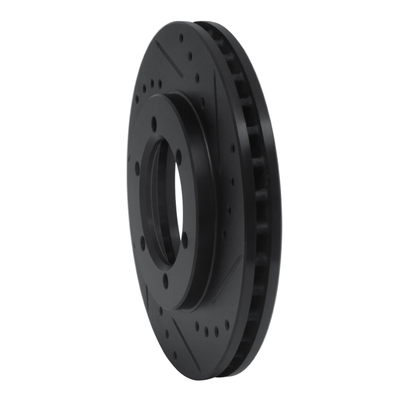 Nissan NP300 Brake Rotor (1) - Front Right - R1 Concepts - Drilled & Slotted - Black - `98-`15